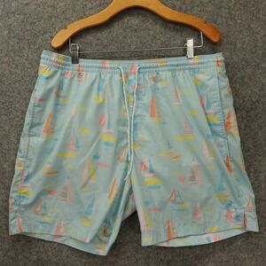 The Beaufort Bonnet Company Shorts Men XXL Blue Sailbots Swim Trunks Summer 36x7